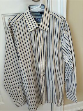 Boys Ragazzo  Blue and White Striped Button-Down Shirt